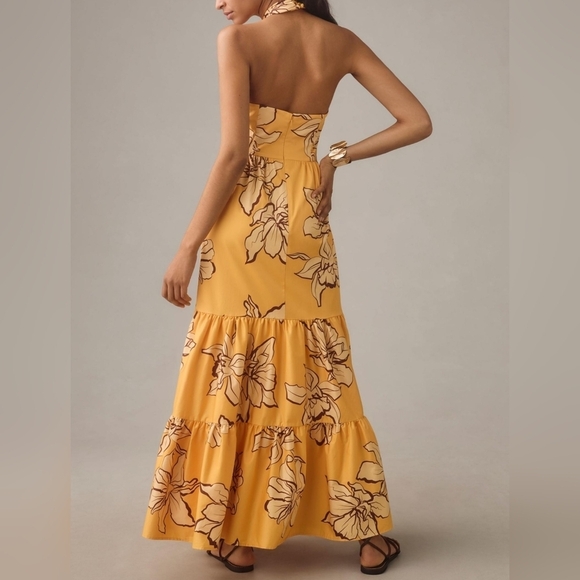 Anthropologie Hutch Women's Floral Halter Maxi Dress NWT Maize/Yellow Size 12 - Picture 3 of 13